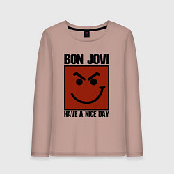Лонгслив хлопковый женский Bon Jovi: Have a nice day, цвет: пыльно-розовый