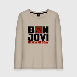 Лонгслив хлопковый женский Bon Jovi: Nice day, цвет: миндальный