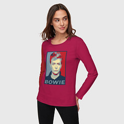 Лонгслив хлопковый женский Bowie Poster, цвет: маджента — фото 2