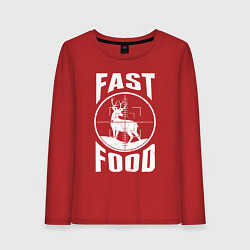 Лонгслив хлопковый женский FAST FOOD олень в прицеле, цвет: красный
