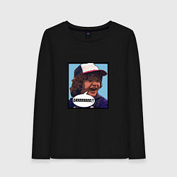 Лонгслив хлопковый женский Очень странные дела, цвет: черный