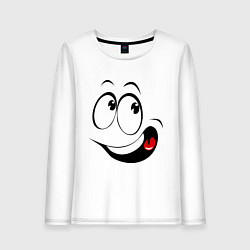 Лонгслив хлопковый женский Смайл01, цвет: белый