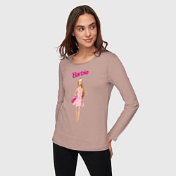 Лонгслив хлопковый женский Барби на прогулке, цвет: пыльно-розовый — фото 2