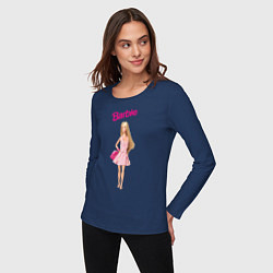 Лонгслив хлопковый женский Барби на прогулке, цвет: тёмно-синий — фото 2