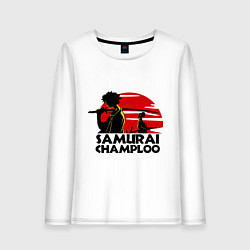 Лонгслив хлопковый женский Самурай Champloo закат, цвет: белый