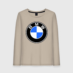 Лонгслив хлопковый женский Logo BMW, цвет: миндальный