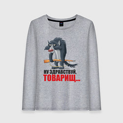 Лонгслив хлопковый женский Здравствуй товарищ, цвет: меланж