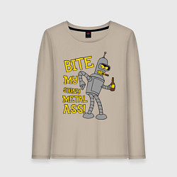 Лонгслив хлопковый женский Bite my shunny metal ass, цвет: миндальный