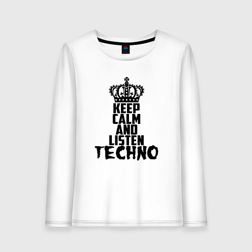 Женский лонгслив Keep Calm & Listen Techno / Белый – фото 1