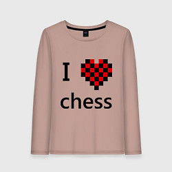 Лонгслив хлопковый женский I love chess, цвет: пыльно-розовый