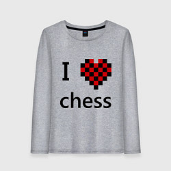 Лонгслив хлопковый женский I love chess, цвет: меланж