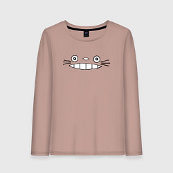 Лонгслив хлопковый женский Totoro face, цвет: пыльно-розовый