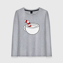 Лонгслив хлопковый женский Red Cuphead, цвет: меланж