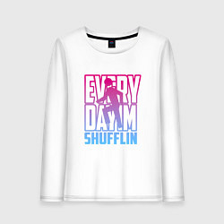 Лонгслив хлопковый женский Everyday I'm shuffling, цвет: белый
