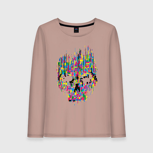 Женский лонгслив Череп / Пыльно-розовый – фото 1