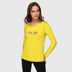 Лонгслив хлопковый женский Google, цвет: желтый — фото 2