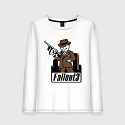 Лонгслив хлопковый женский Fallout Man with gun, цвет: белый