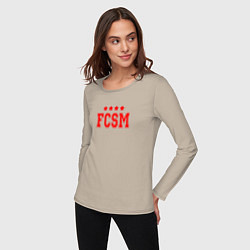 Лонгслив хлопковый женский FCSM Club, цвет: миндальный — фото 2