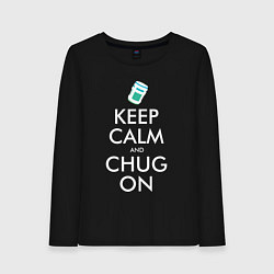 Лонгслив хлопковый женский Keep Calm & Chug on, цвет: черный