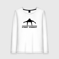 Лонгслив хлопковый женский Street workout v, цвет: белый