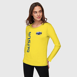 Лонгслив хлопковый женский Datsun логотип с эмблемой, цвет: желтый — фото 2