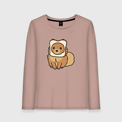 Лонгслив хлопковый женский Шпиц нахлебник, цвет: пыльно-розовый