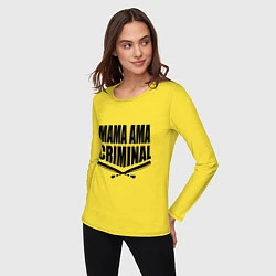 Лонгслив хлопковый женский Mama ama criminal, цвет: желтый — фото 2