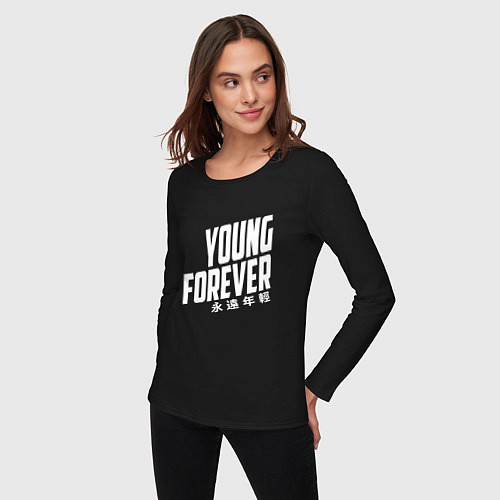 Женский лонгслив Young Forever / Черный – фото 3