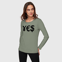 Лонгслив хлопковый женский YE$, цвет: авокадо — фото 2