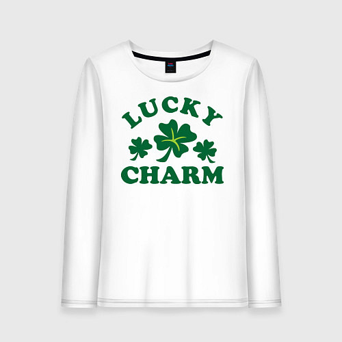 Женский лонгслив Lucky charm - клевер / Белый – фото 1