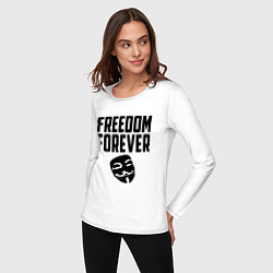 Лонгслив хлопковый женский Freedom forever, цвет: белый — фото 2