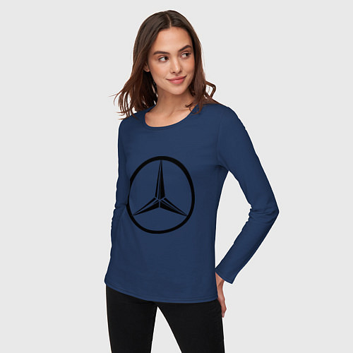 Женский лонгслив Mercedes-Benz logo / Тёмно-синий – фото 3