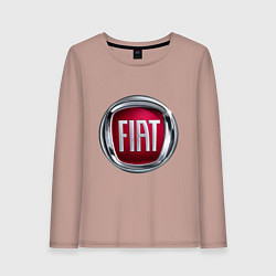 Лонгслив хлопковый женский FIAT logo, цвет: пыльно-розовый