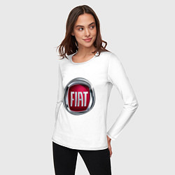 Лонгслив хлопковый женский FIAT logo, цвет: белый — фото 2