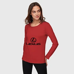 Лонгслив хлопковый женский Lexus logo, цвет: красный — фото 2