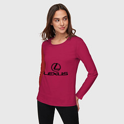 Лонгслив хлопковый женский Lexus logo, цвет: маджента — фото 2