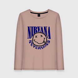 Лонгслив хлопковый женский Nevermind Nirvana, цвет: пыльно-розовый