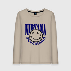 Лонгслив хлопковый женский Nevermind Nirvana, цвет: миндальный