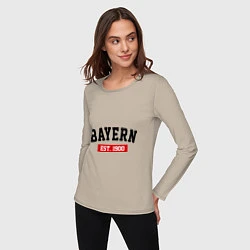 Лонгслив хлопковый женский FC Bayern Est. 1900, цвет: миндальный — фото 2