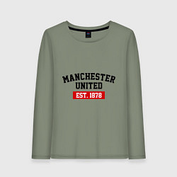 Лонгслив хлопковый женский FC Manchester United Est. 1878, цвет: авокадо