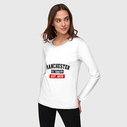 Лонгслив хлопковый женский FC Manchester United Est. 1878, цвет: белый — фото 2