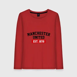 Лонгслив хлопковый женский FC Manchester United Est. 1878, цвет: красный