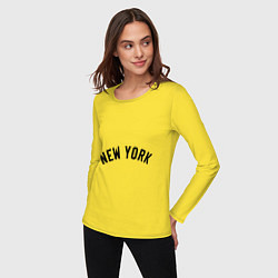 Лонгслив хлопковый женский New York Logo, цвет: желтый — фото 2
