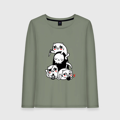 Женский лонгслив CAT GOT YOUR SOUL / Авокадо – фото 1