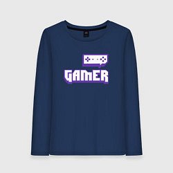 Лонгслив хлопковый женский Twitch Gamer, цвет: тёмно-синий