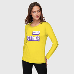 Лонгслив хлопковый женский Twitch Gamer, цвет: желтый — фото 2