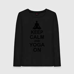 Лонгслив хлопковый женский Keep Calm & Yoga On, цвет: черный