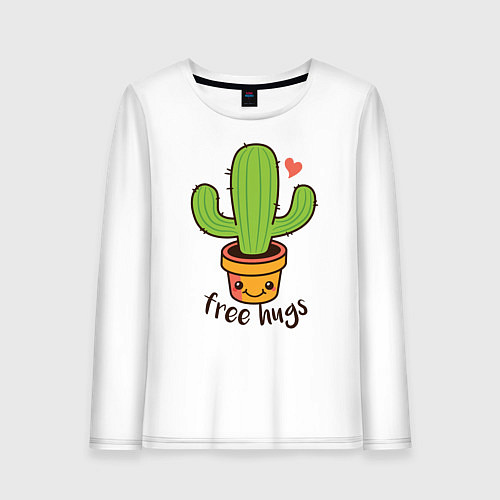 Женский лонгслив Cactus: free hugs / Белый – фото 1