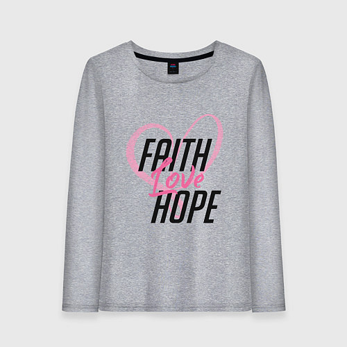 Женский лонгслив Faith Love Hope / Меланж – фото 1