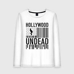 Лонгслив хлопковый женский Hollywood Undead: flag, цвет: белый
